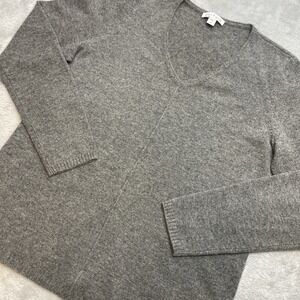 Belford Womens 100% Cashmere Sweater Size M Heather Gray Long Sleeve V Neck